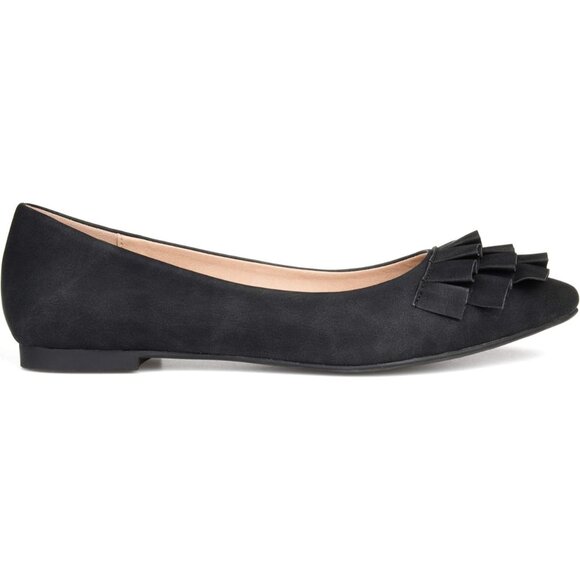 Journee Collection Women's Ballet Flats Slip On Judy Ruffled Black Size 6.5 - Picture 1 of 5